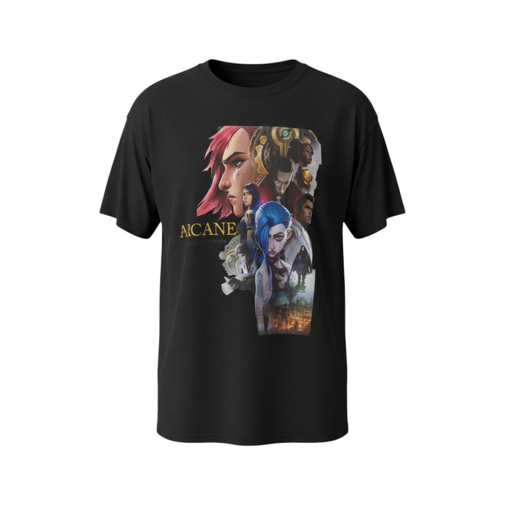 Men's L Black Tee Shirt Arcane League of Legends Graphic Transfer